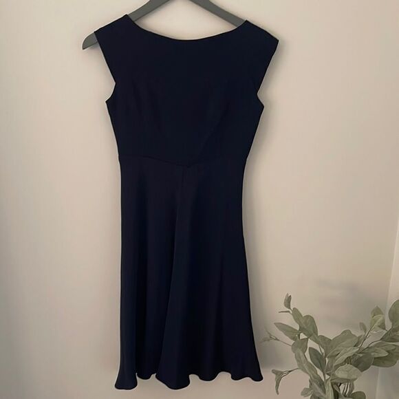 J Crew Navy Silk Dress. Size 2 A-line. - Picture 6 of 9
